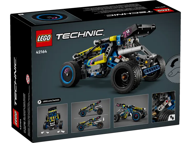 LEGO Technic Off-Road Race Buggy box showing assembled race car model with rear suspension and detailed engine features.