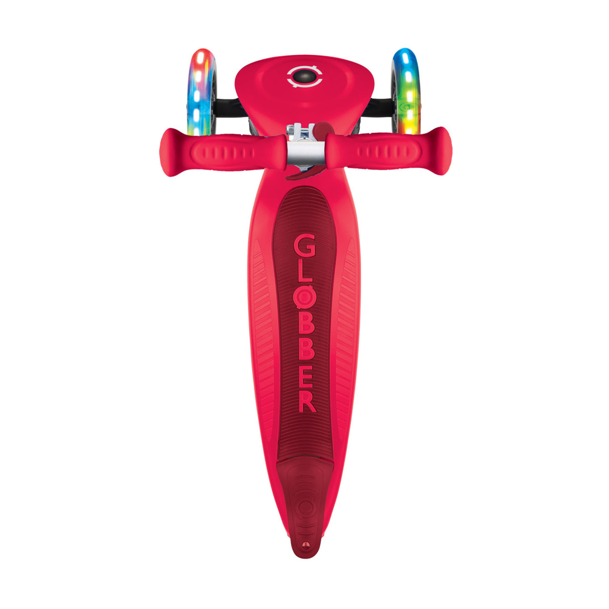 Scooter Primo Light Up Foldable | Red with LED light-up wheels and ergonomic red T-bar for kids aged 3-7+