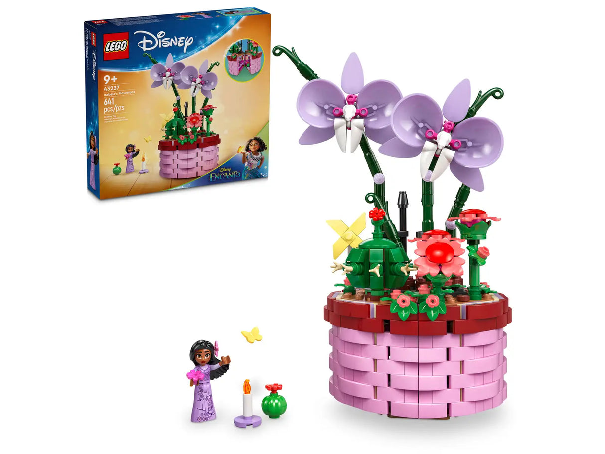LEGO Disney Isabela's Flowerpot set with buildable flowers, Isabela mini-doll, and secret room flowerpot display.