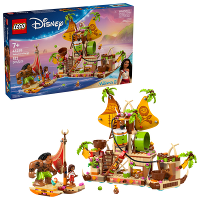 LEGO Disney Kakamora Barge building set with characters and interactive features inspired by Moana for kids ages 7 and up