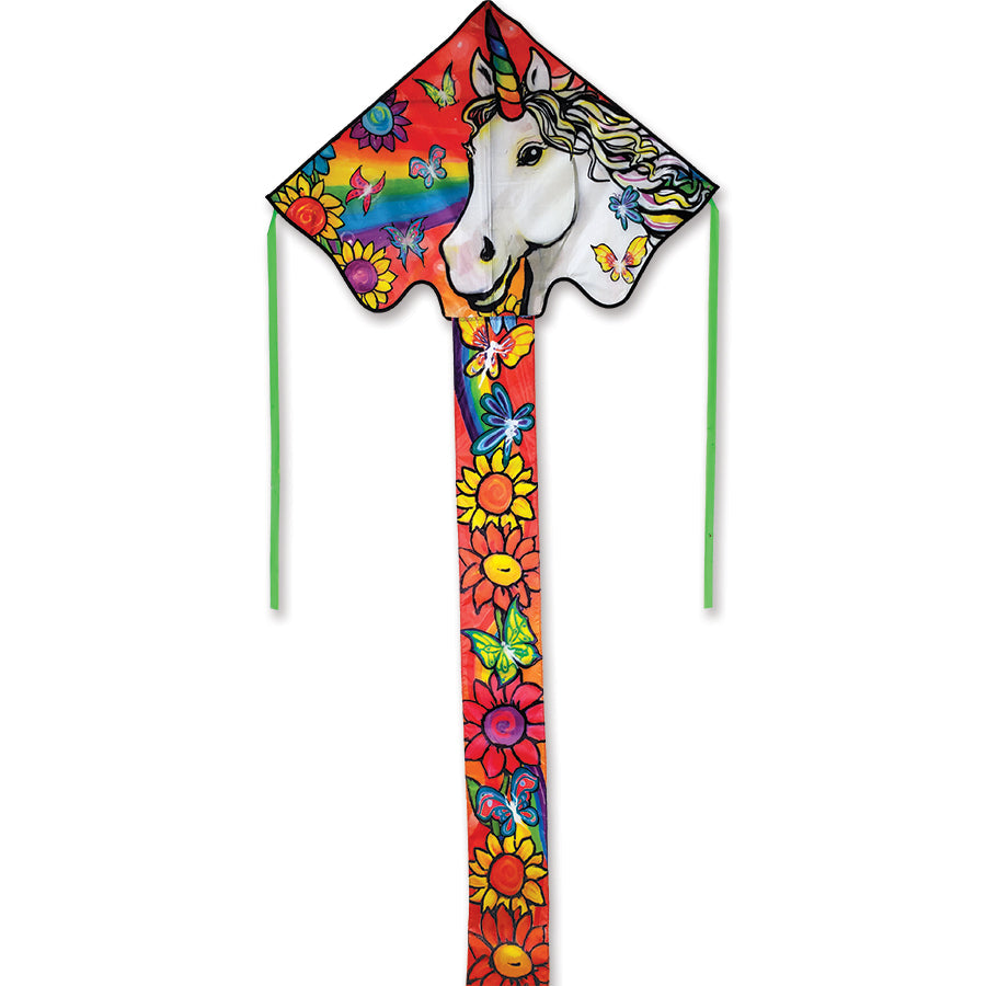 46" Easy-Flyer Flower Unicorn Kite with colorful floral and unicorn design, made for easy flying and fun outdoors.