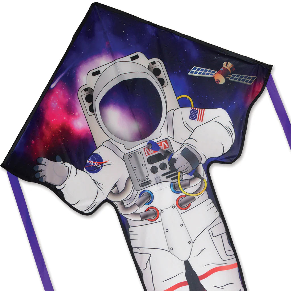 46" Easy Flyer Kite | Astronaut with vibrant space design, nylon fabric, and 300 ft line for easy flying fun.