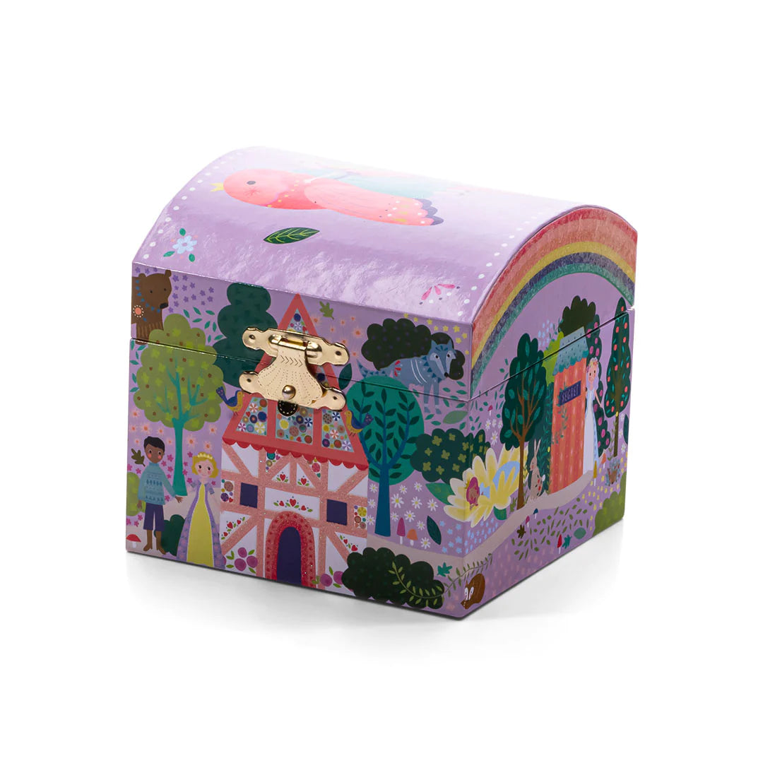 Jewelry Box | Fairy Tale Dome with dome roof, colorful fairy tale scenes, and musical winding feature for trinket storage.