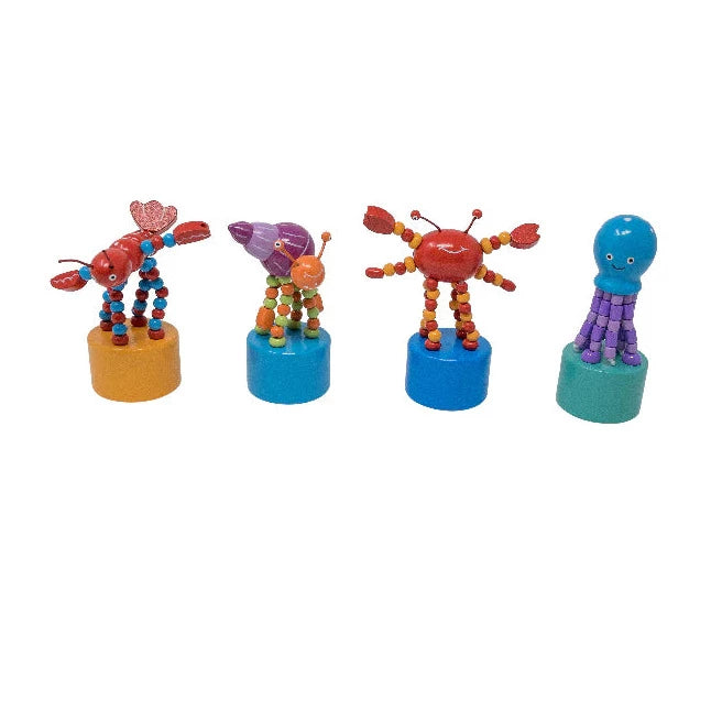 ThumbToy Ocean Creature colorful push puppets shaped like ocean animals with button bases for interactive play.