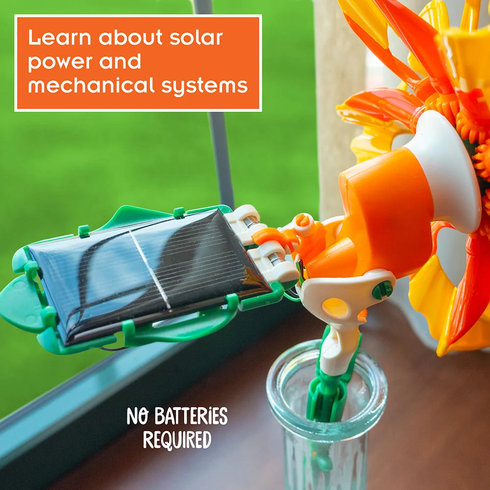 SolarFlower | Golden Sunrise golden solar powered mechanical flower science kit with solar panel