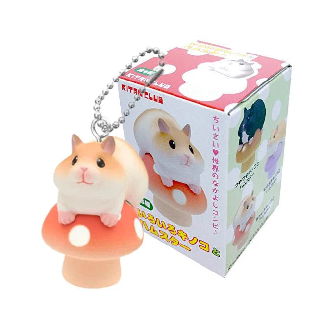 Each blind box contains one of six adorable hamsters perched on a mushroom.