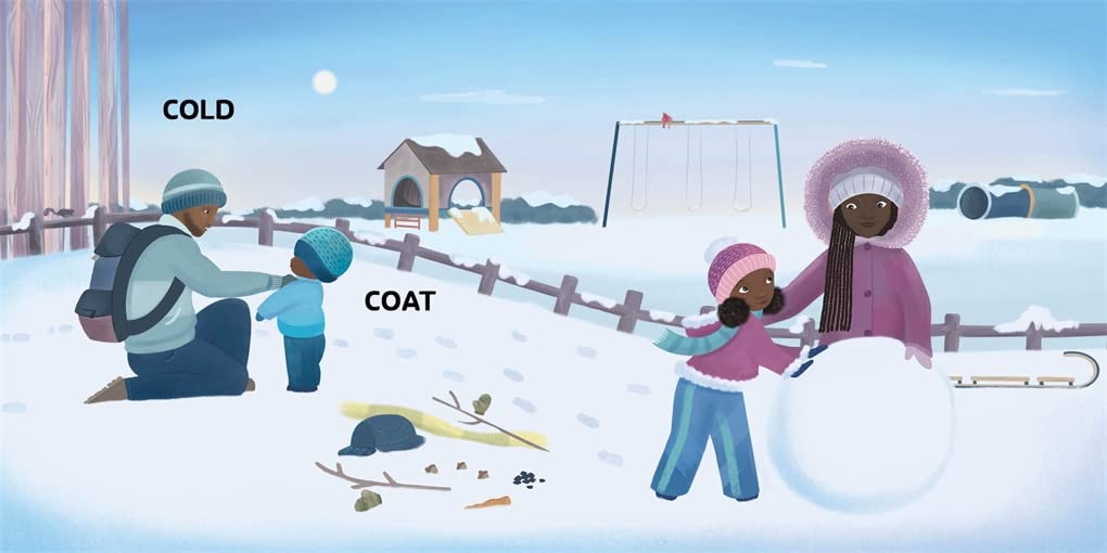Snowy Mittens - A Winter Adventure shows a family enjoying a snowy day sledding and ice skating with cozy winter clothes.