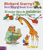 Cover of Richard Scarry's Best Word Book Ever showing colorful animal illustrations and bilingual English-Spanish labels.