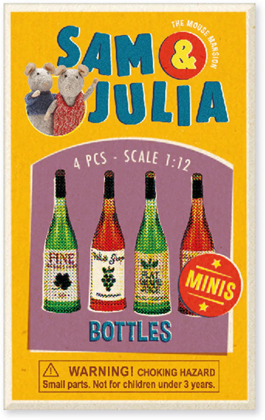 Sam & Julia | Matchbook Miniature featuring four detailed mini bottle accessories, perfect for small friends and collectors.