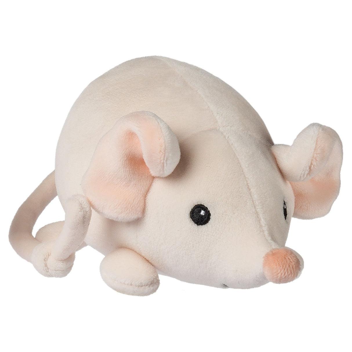 Smootheez Mouse plush toy in soft cream with pink ears and embroidered black eyes for kids to squeeze and hug.