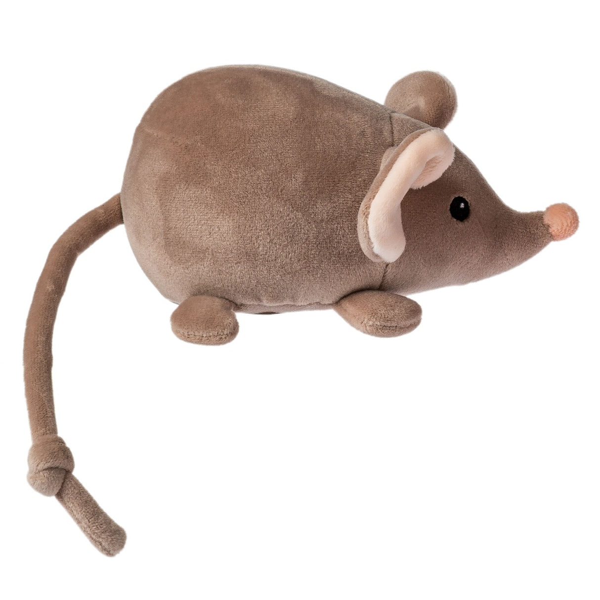 Smootheez Mouse plush toy in brown with embroidered face, velvety soft fabric, and long tail, perfect for kids to squeeze and hug.