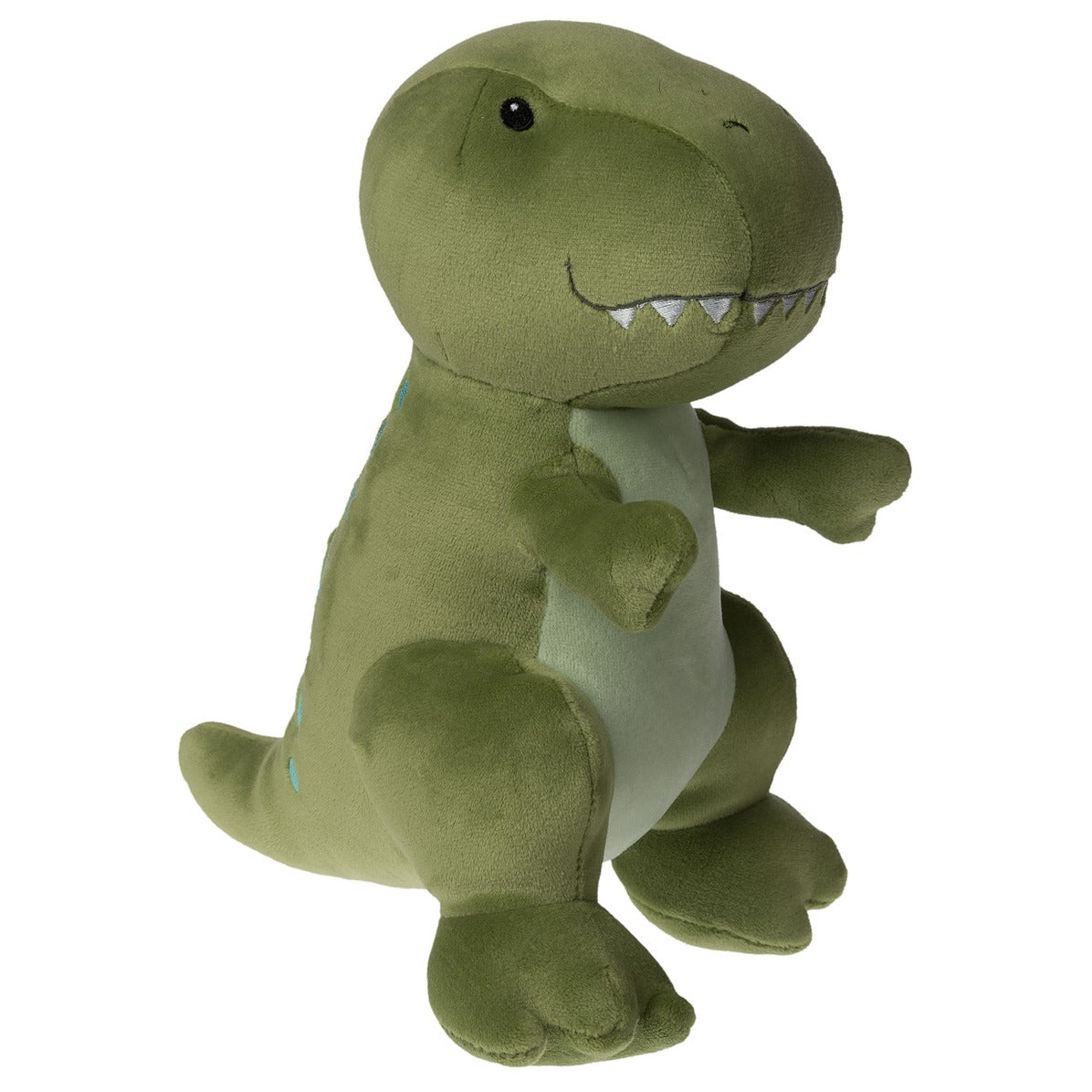 Smootheez T-Rex is a 10" super soft, squishable green dinosaur plush with embroidered eyes and machine washable fabric.