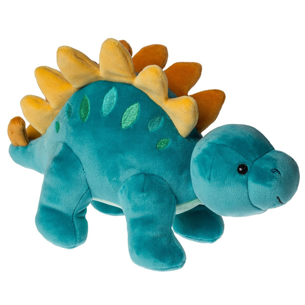 Smootheez Stegosaurus plush toy with a super soft velour body and embroidered face details, perfect for cuddling and squeezing.