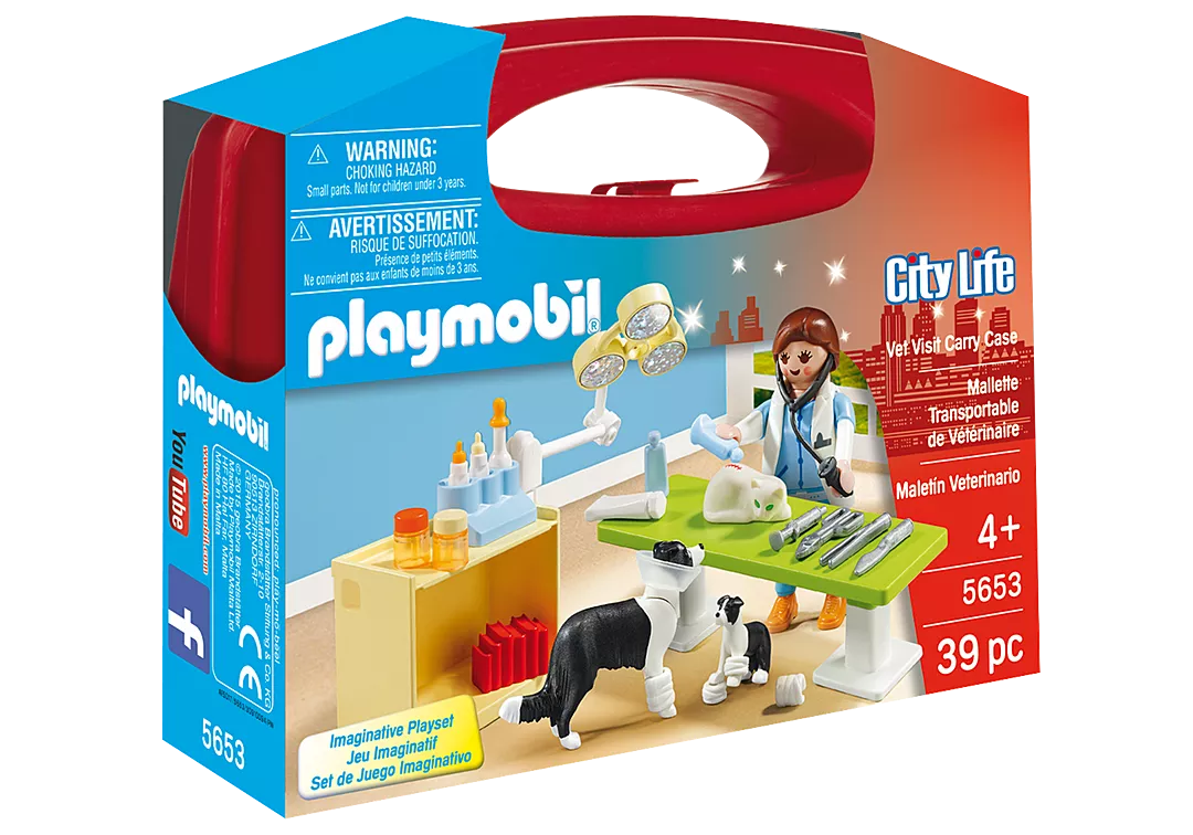 City Life | Vet Visit Carry Case with veterinarian figures pets and medical play accessories
