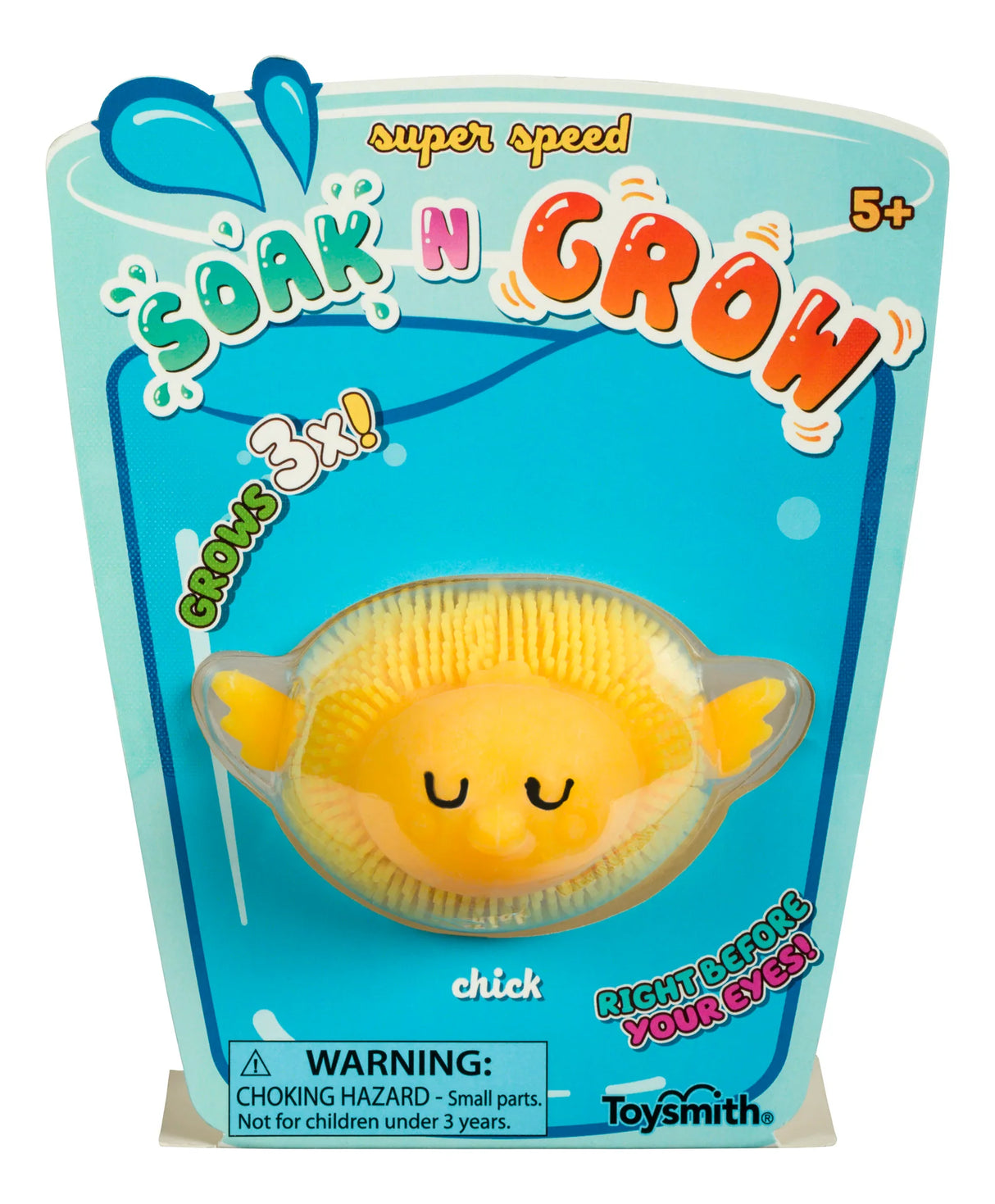 Farm Fresh Soak & Grow yellow chick grow buddy toy that expands 3x when soaked in water for kids aged 5 and up.