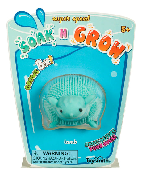 Farm Fresh Soak & Grow lamb figure, 2-inch stretchy farm animal that grows when soaked in water for kids ages 5 and up.