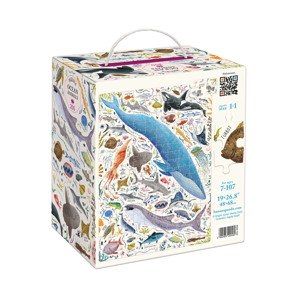 200pc PuzzLove Ocean Animals Puzzle featuring colorful ocean creatures and fish, perfect for nature and sea lovers.