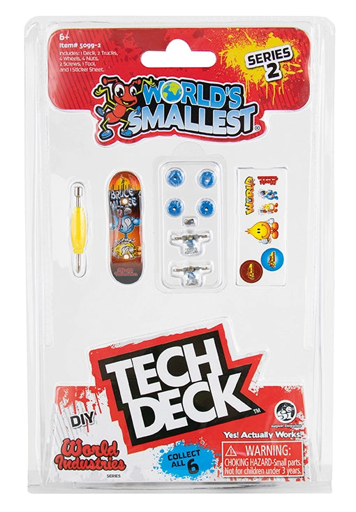 World's Smallest Tech Deck Series 2 miniature fingerboard set with accessories in blister packaging