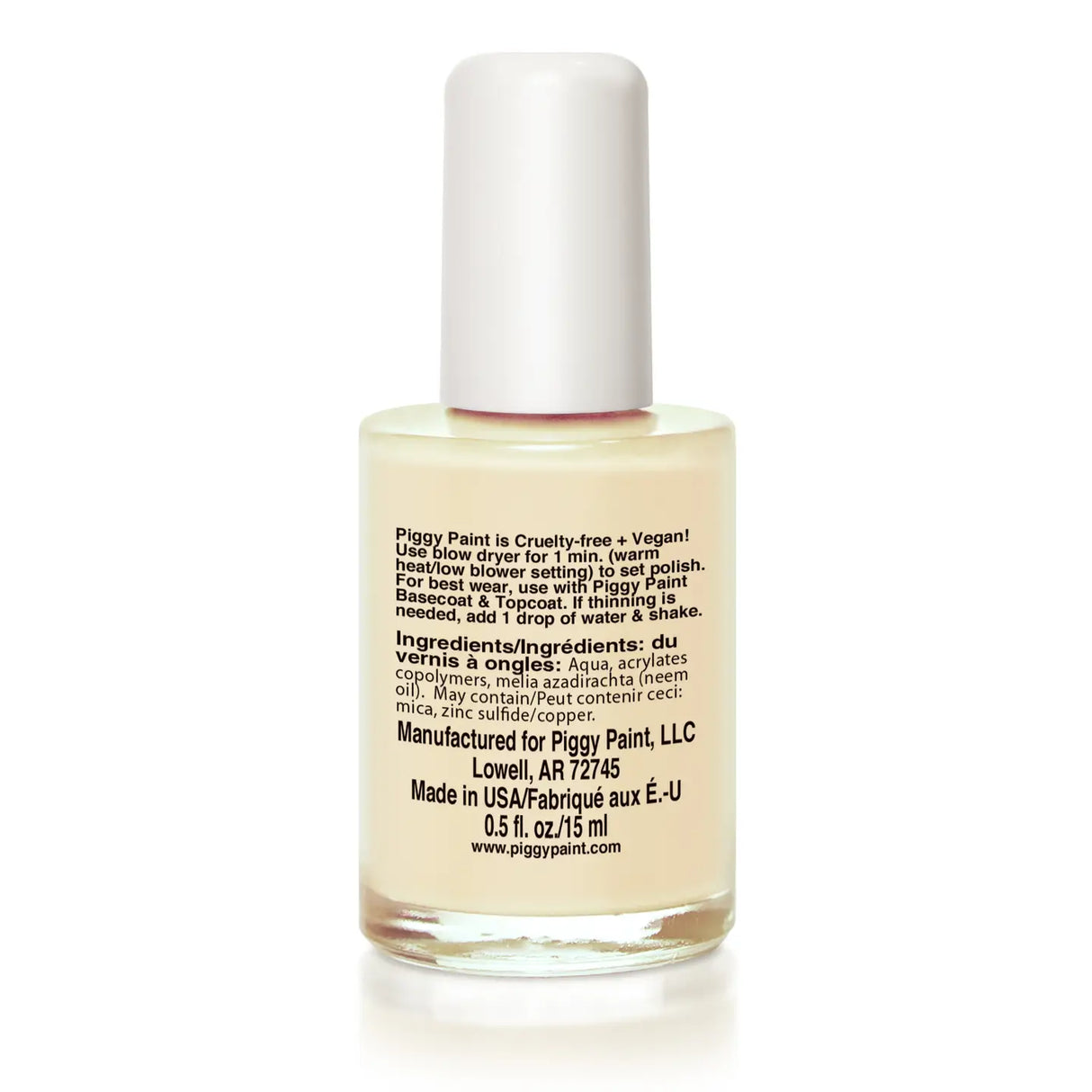 Bottle of Nail Polish Radioactive by Piggy Paint, non-toxic, cruelty-free, vegan, and safe for all ages, 0.5 fl oz.