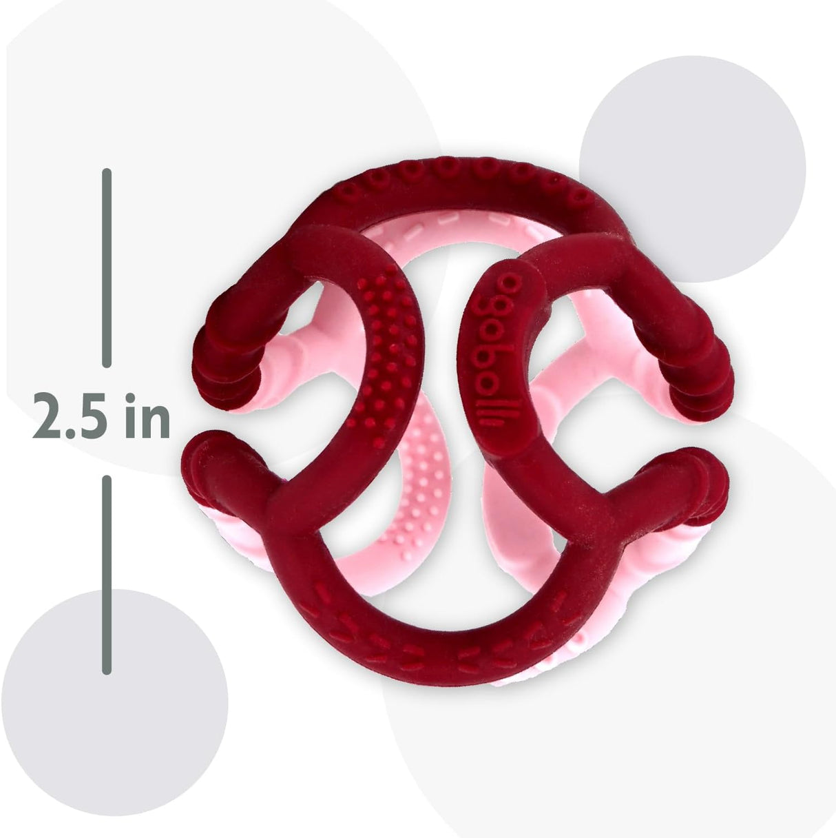 Ogobolli Gummi | Grapefruit textured silicone teething ring in deep red, designed for baby gum comfort and fine motor skill play.