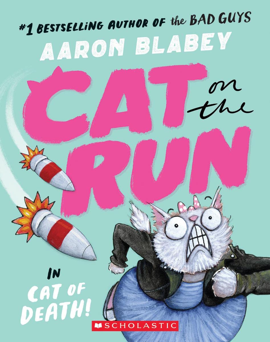 Cover of Cat on the Run #1: Cat of Death showing a scared cat running with missiles in the background.