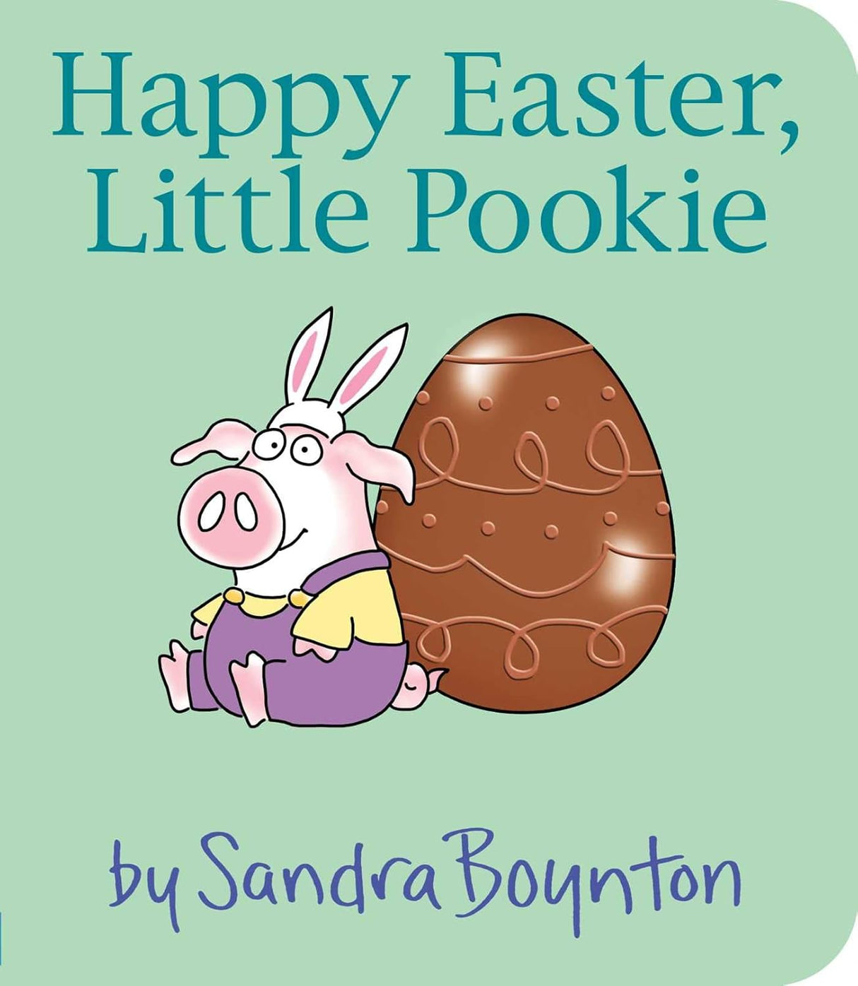 Happy Easter, Little Pookie board book cover with a cartoon pig and a decorated Easter egg.