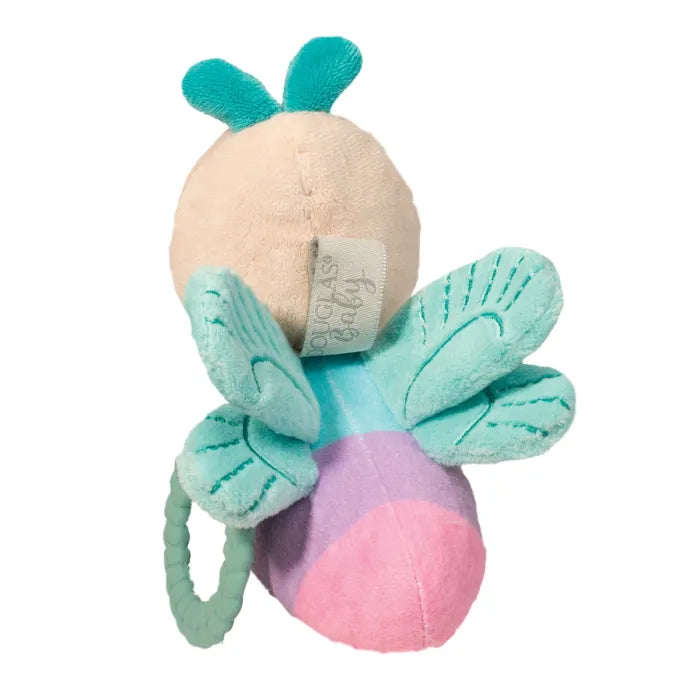 Rattle Dreya Dragonfly baby plush toy with textured teething ring and crinkly wings for soothing teething pain.