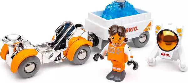 Space Rover toy set with an orange astronaut and white space robot