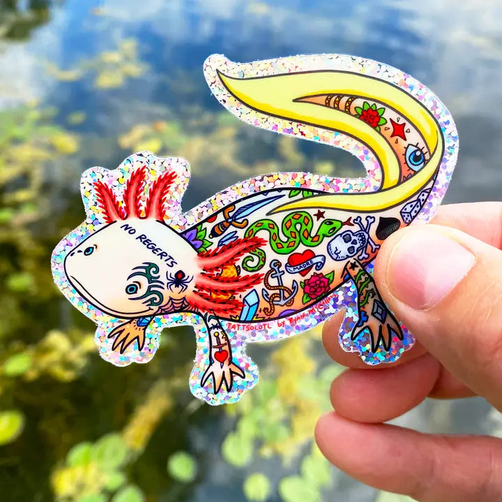 Tattsolotl Tattooed Axolotl Glitter Sticker