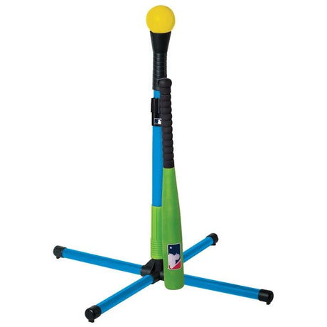 MLB Foam Youth XT Batting Tee Set with flexible post, foam bat, and ball for beginner baseball training ages 3 and up.