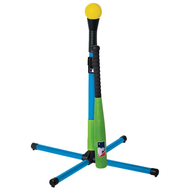 MLB Foam Youth XT Batting Tee Set with flexible post, foam bat, and ball for beginner baseball training ages 3 and up.