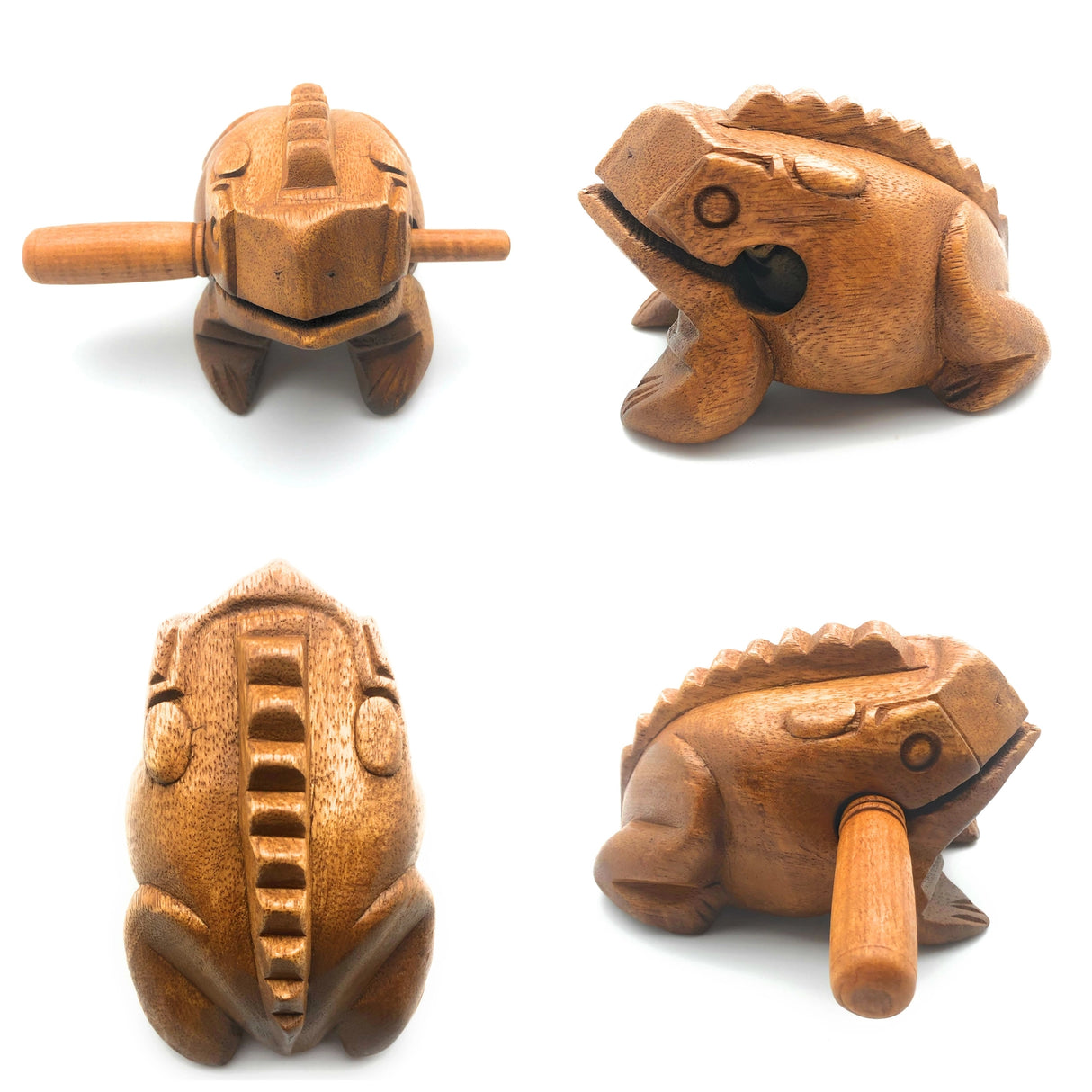 Wooden Croaking Frog | 5in Light Brown