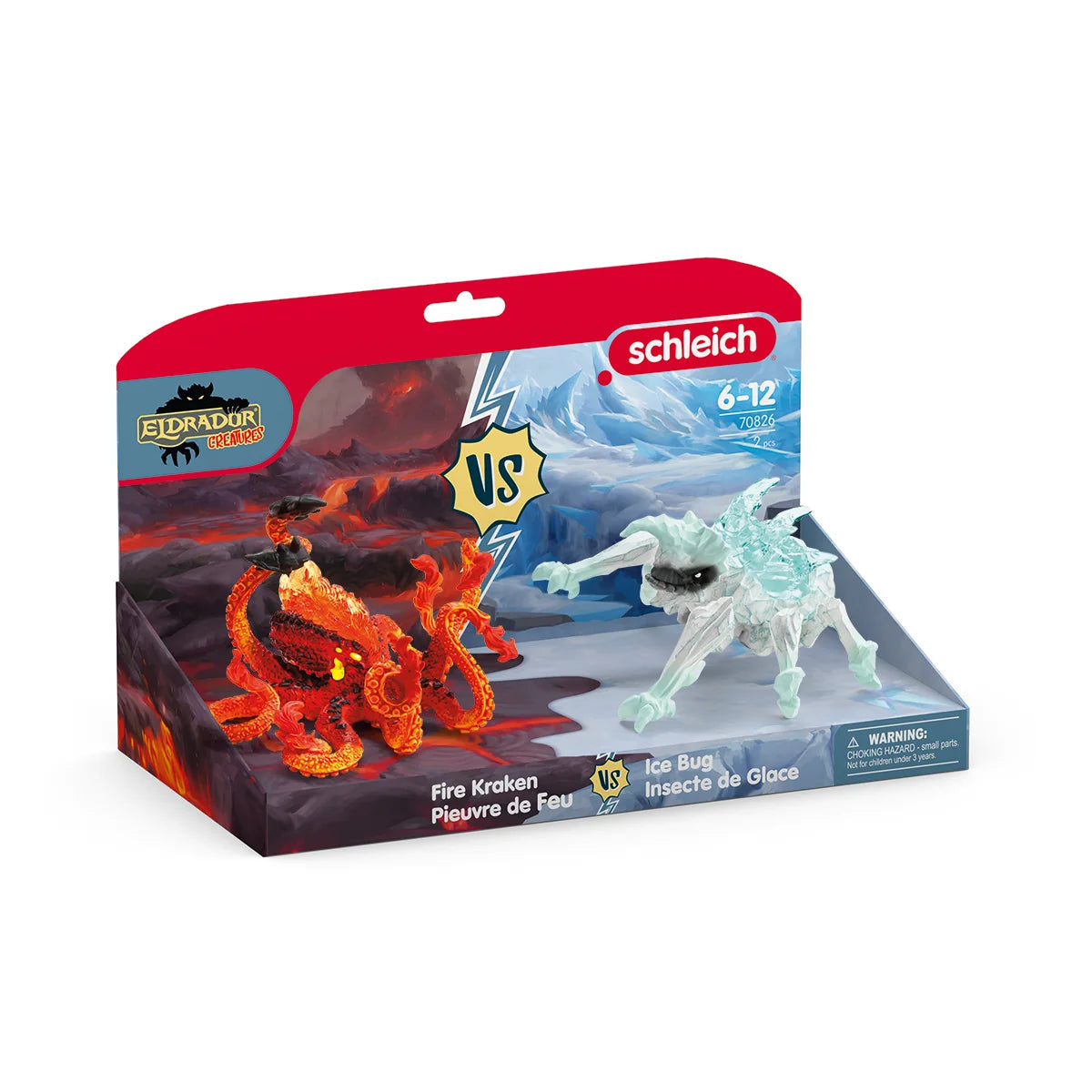 Eldrador | Ice Bug vs Fire Kraken playset box with fire Kraken and ice bug figures