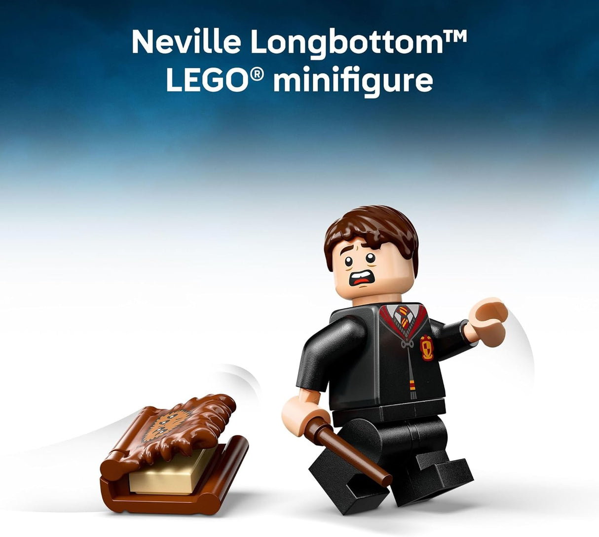LEGO Harry Potter Chomping Monster Book of Monsters with Neville Longbottom minifigure and pull-back feature.