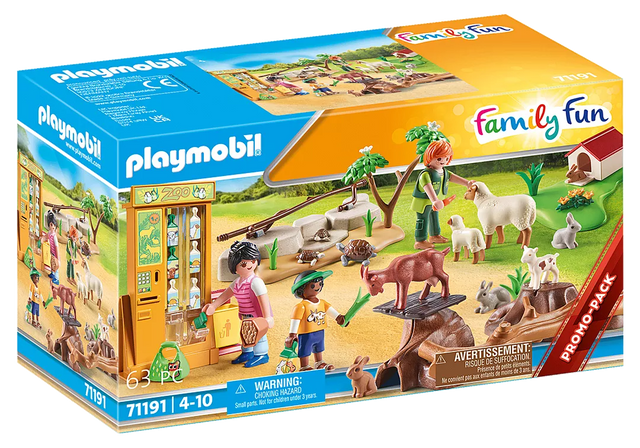 Family Fun | Petting Zoo with figures, animals, feeder, viewing tower, and interactive animal accessories for ages 4 and up.