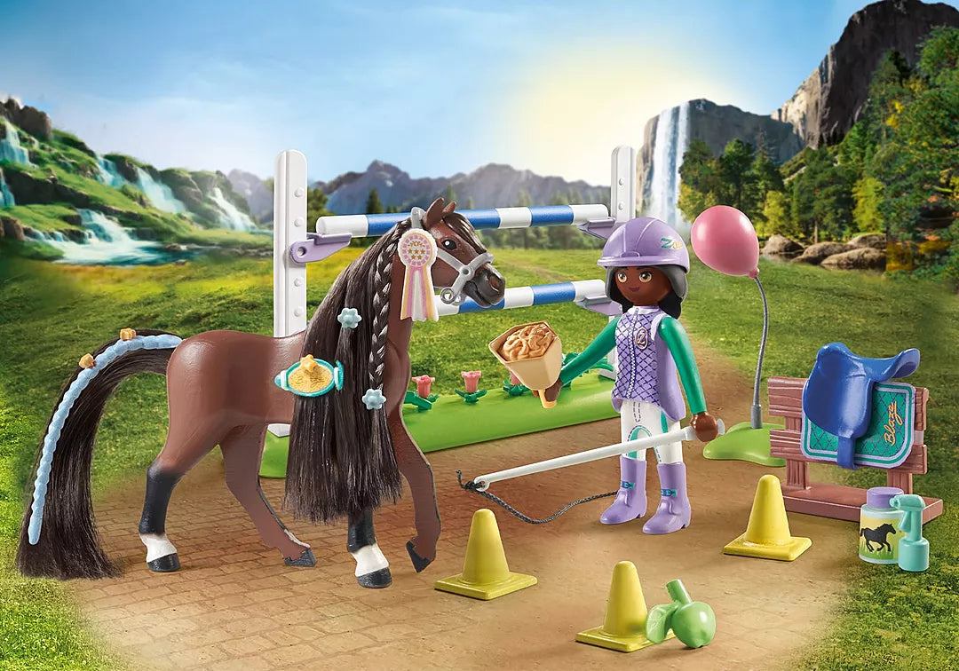 Horses of Waterfall | Jumping Arena & Zoe & Blaze set with Zoe feeding Blaze after show jumping training outdoors.