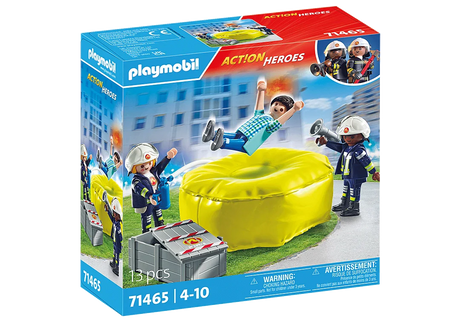 City Action | Firefighter with Air Pillow set featuring firefighters rescuing with an inflatable air cushion toy.