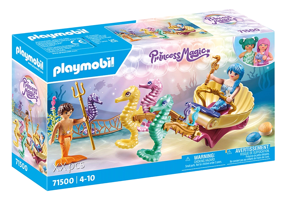 Princess Magic | Mermaid Seahorse Carriage with colorful seahorses and mermaid figure in shimmering underwater carriage playset