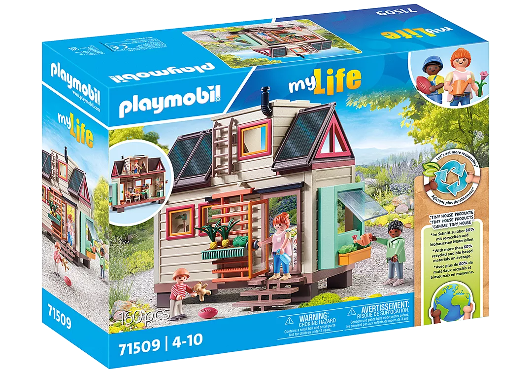 My Life | Tiny House playset with two floors, garden, solar panels, figures, and functional home furnishings.