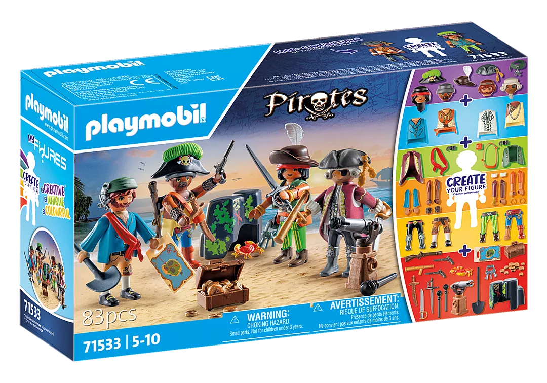 Pirates | My Figures: Pirates playset with 83 colorful mix-and-match pirate figures and accessories for creative play.