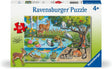 60pc Animals Above & Below Puzzle featuring woodland and pond animals in a colorful nature scene by Ingrid Slyder.