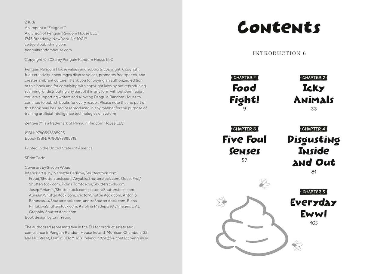 Contents page from the book Would You Rather? Jr That's So Gross Edition showing chapter titles and introduction.