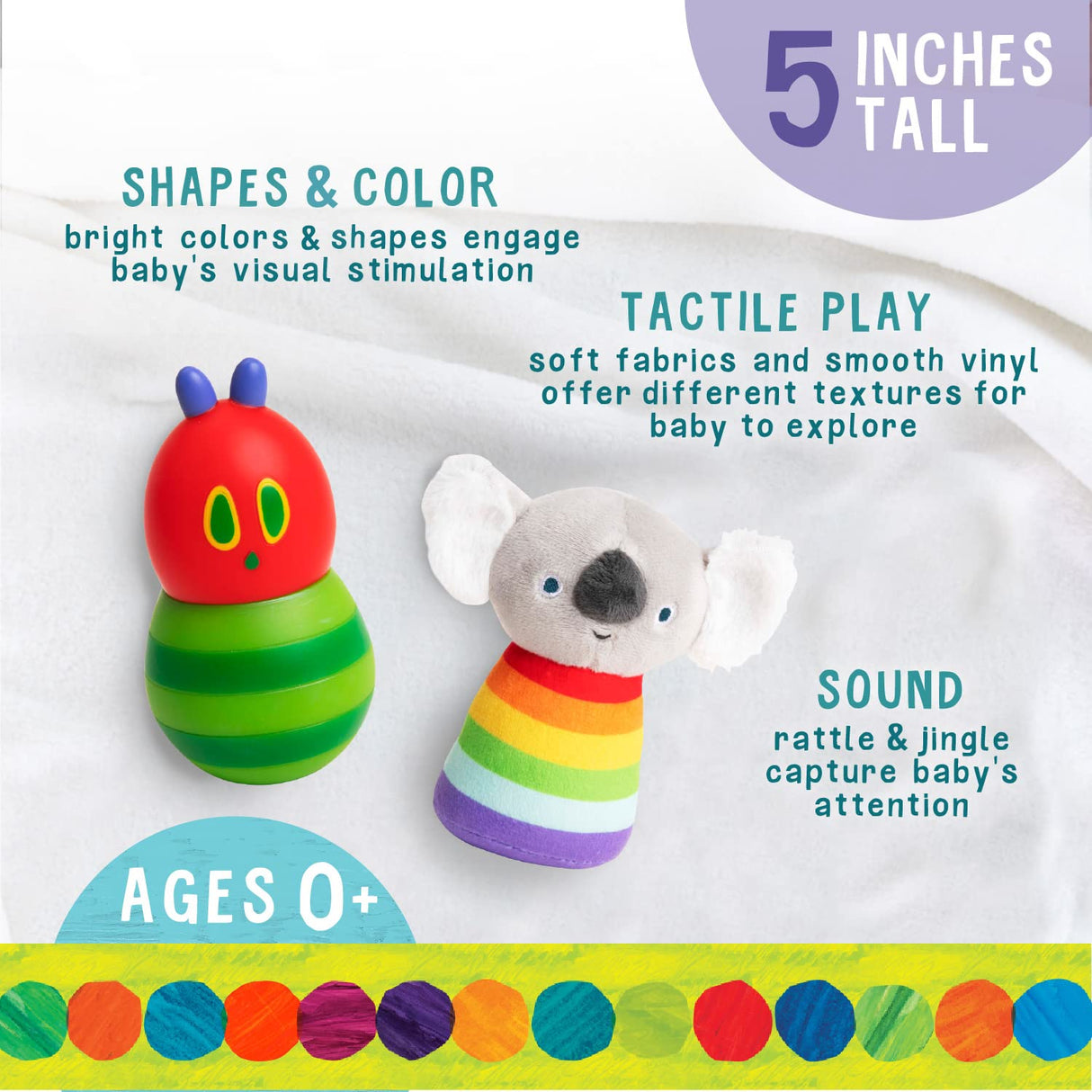 Eric Carle | Shake & Rattle Set with colorful Koala rattle and Very Hungry Caterpillar jingle toy for babies 0+