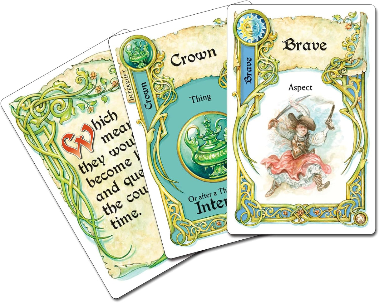 Once Upon a Time illustrated story cards featuring medieval fantasy artwork and ornate borders