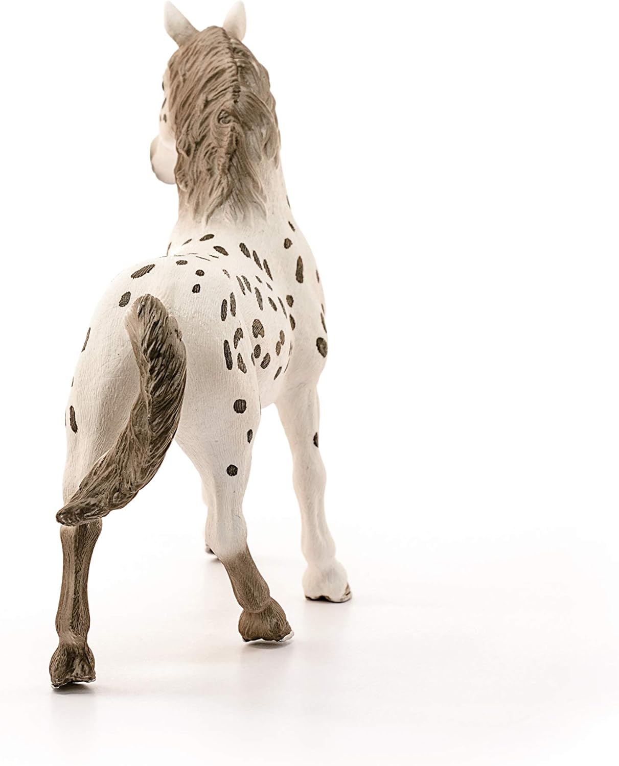 Knapstrupper Stallion Horse toy viewed from behind showing detailed spots and lifelike mane design for kids.