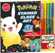 Pokemon Stained Glass Art with 18 sun catcher designs and 10 color double-tipped markers for window display.