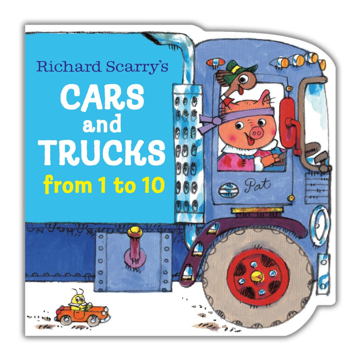 Richard Scarry's Cars and Trucks 1-10 board book cover with colorful truck and playful characters for ages 0-3.