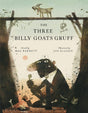 Three Billy Goats Gruff book cover showing a goat on a bridge above a troll beneath it.