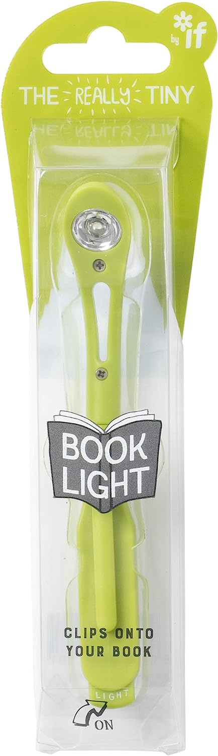 Really Tiny Book Light Chartreuse LED folding clip-on lamp for reading in the dark without disturbing others.