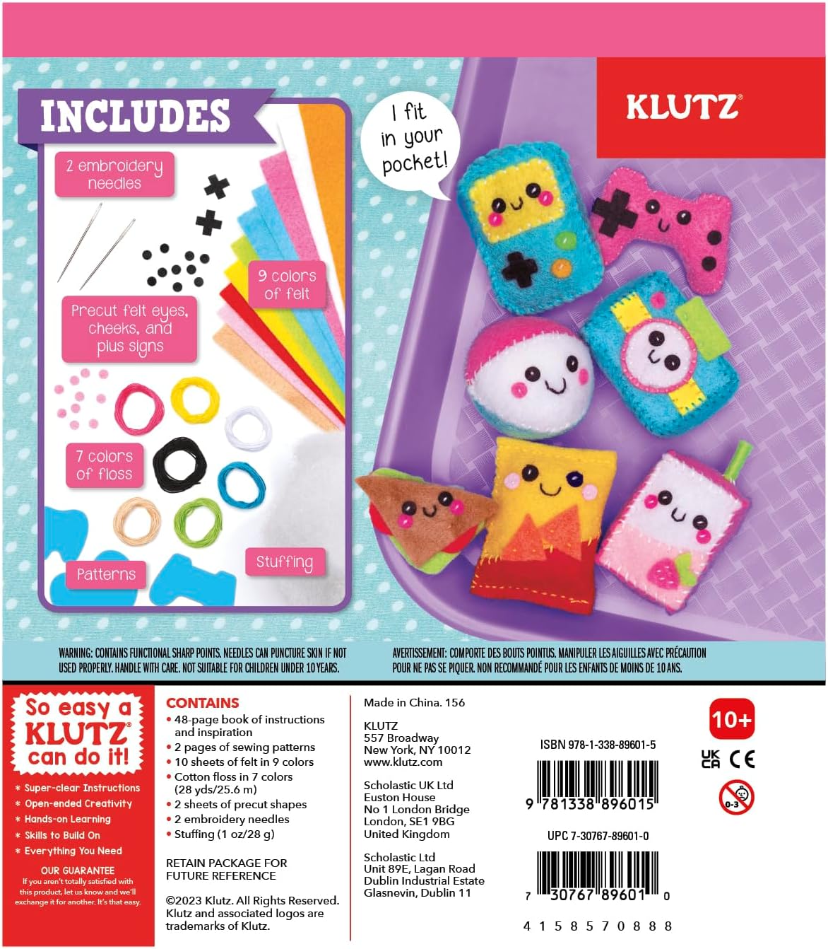 Sew Mini Cute Things kit with colorful felt, embroidery needles, floss, stuffing, and adorable plush patterns.